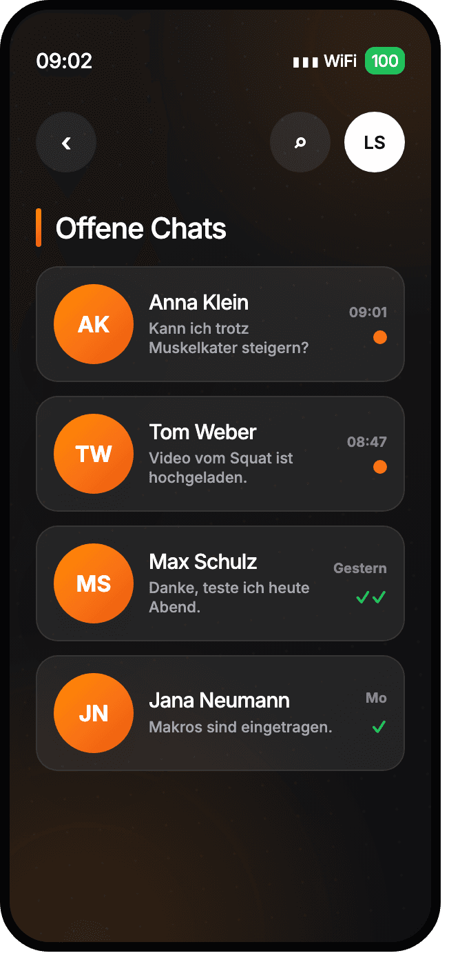 KI-Antwortvorschlag im Chat der Coach-App