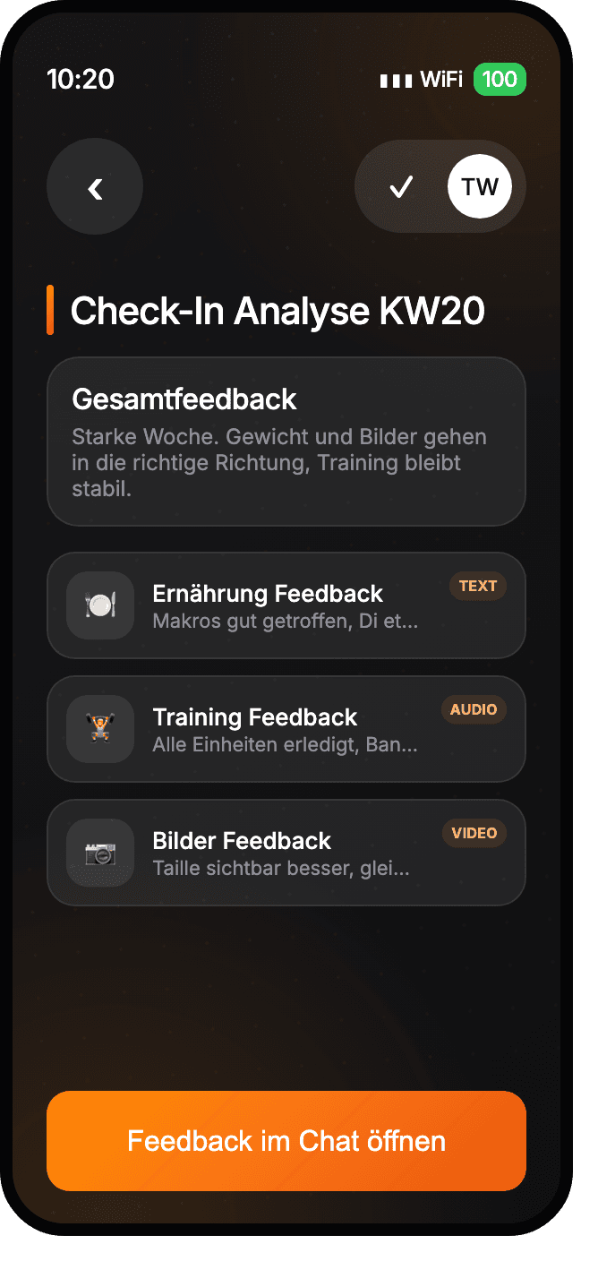Check-in-Analyse des Coaches in der Mitglieder-App