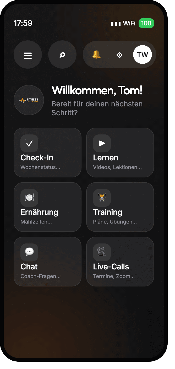 Dashboard der Mitglieder-App