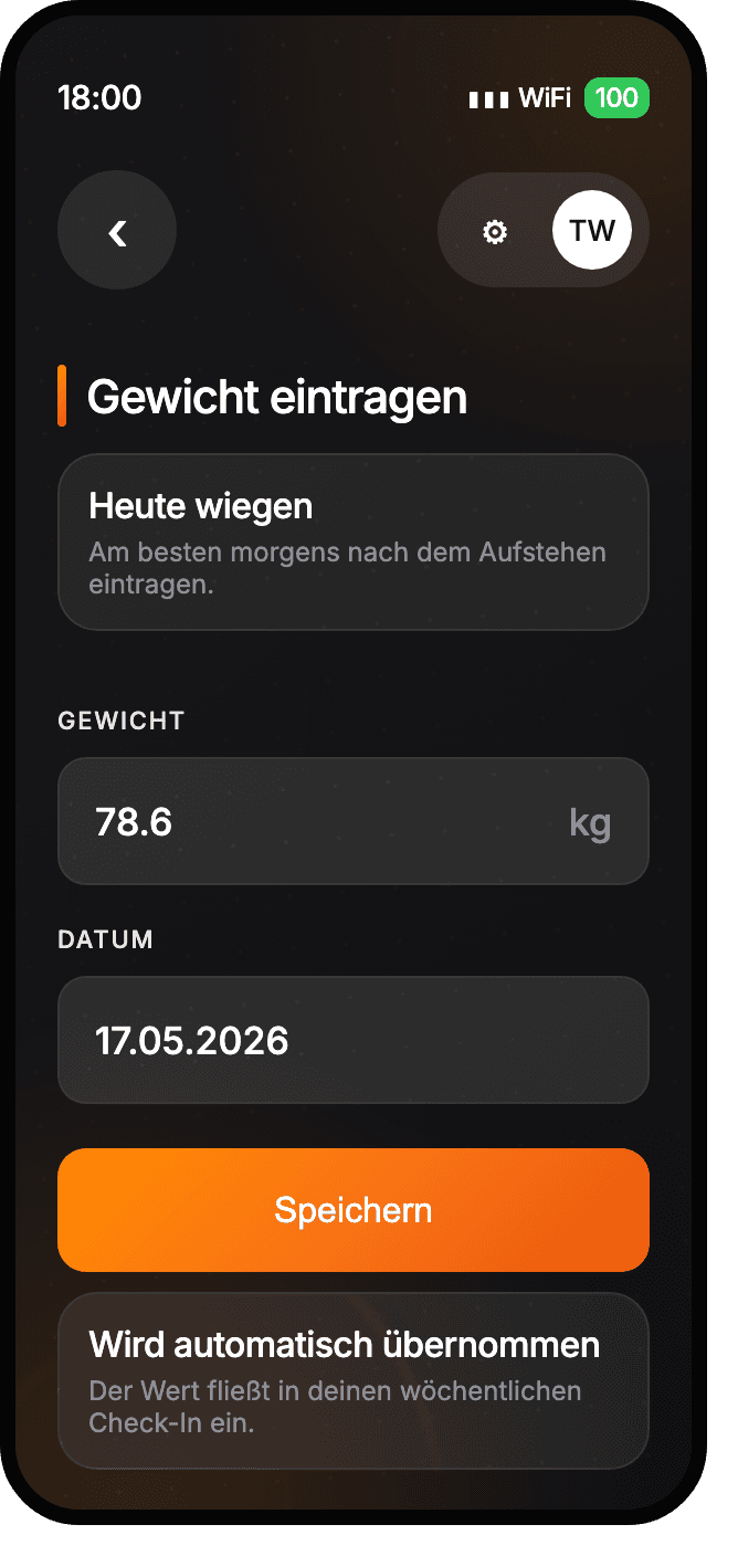 Gewichts-Tracker in der FITCOSI App