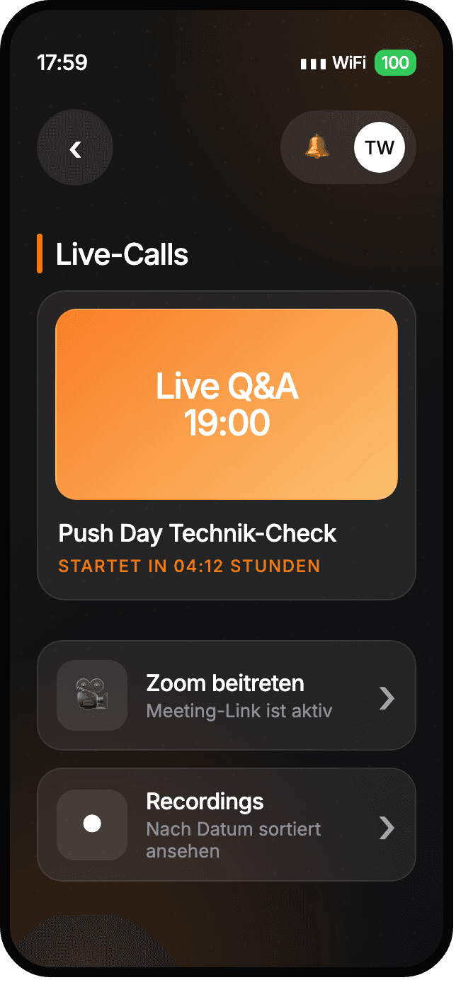 Live-Calls und Recordings in der Mitglieder-App