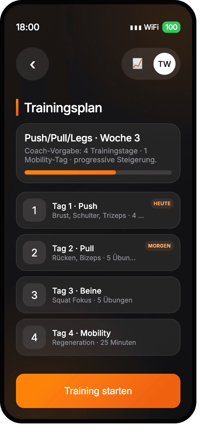 Trainingsplan in der Mitglieder-App