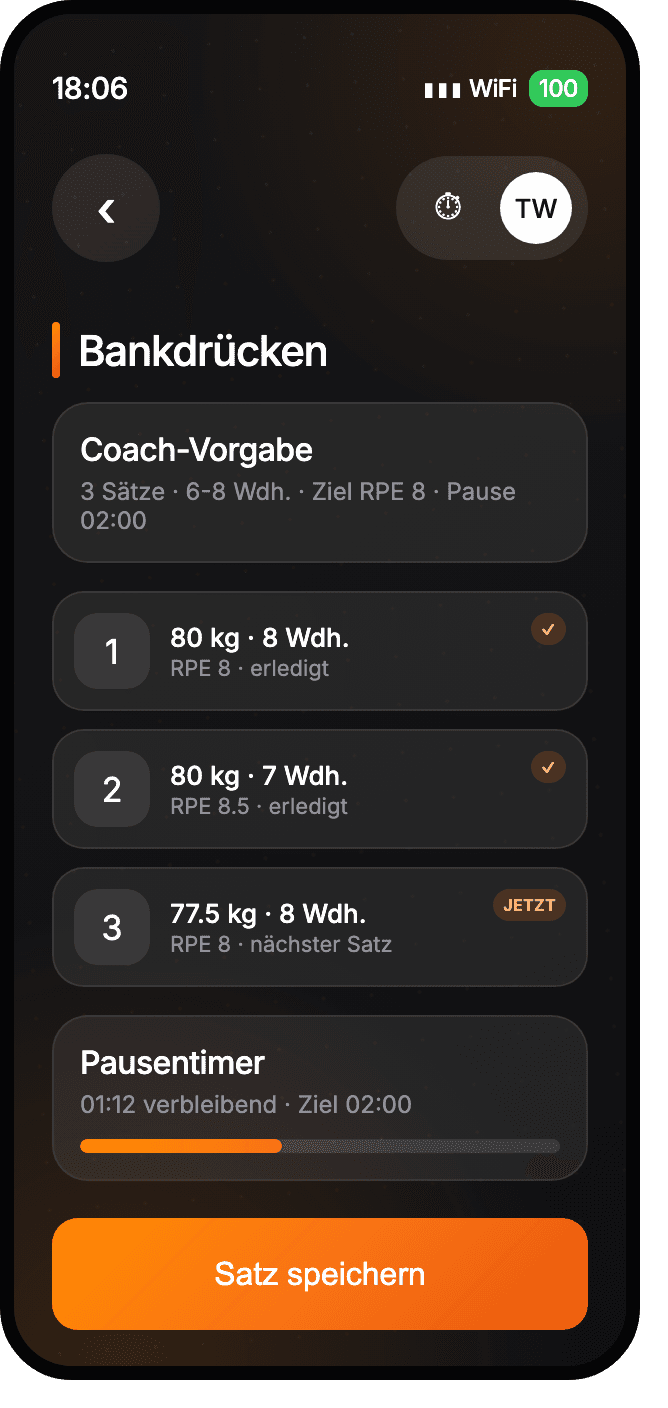 Workout-Log in der Mitglieder-App